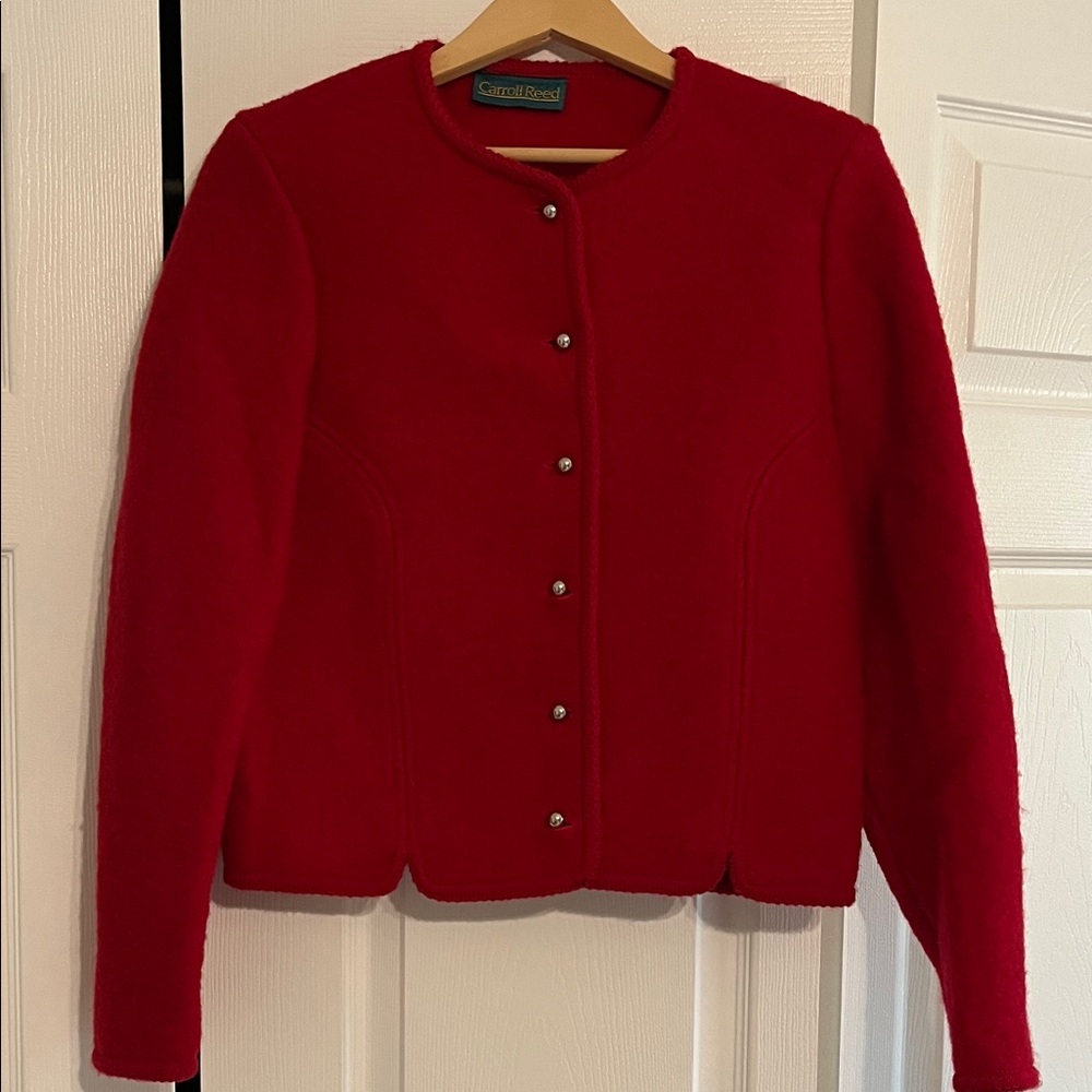 Elegant Red Button-Up Cardigan